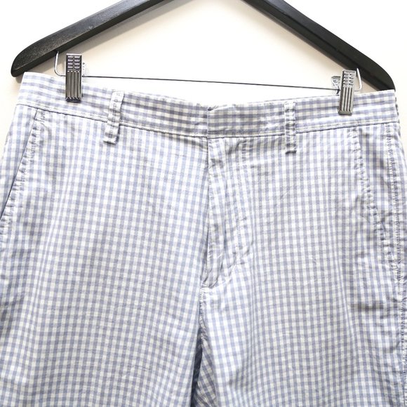 J.CREW Factory Gingham Plaid Blue White Men's Cotton Shorts Size 32 - Picture 2 of 8